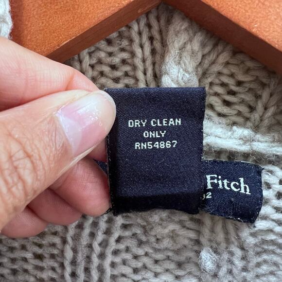 Y2K Abercrombie & Fitch Wool Blend Knit Hooded Cardigan Sweater Women's size L - Picture 7 of 10